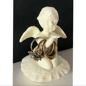 Sweet Porcelain Cupid Cherub Ring Holder. Free Shipping